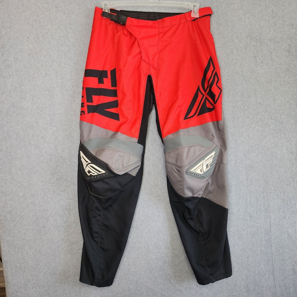 Fly Racing F-16 Motocross Pants Mens 32 Red Black Grey BMX Dirt Bike Riding Gear